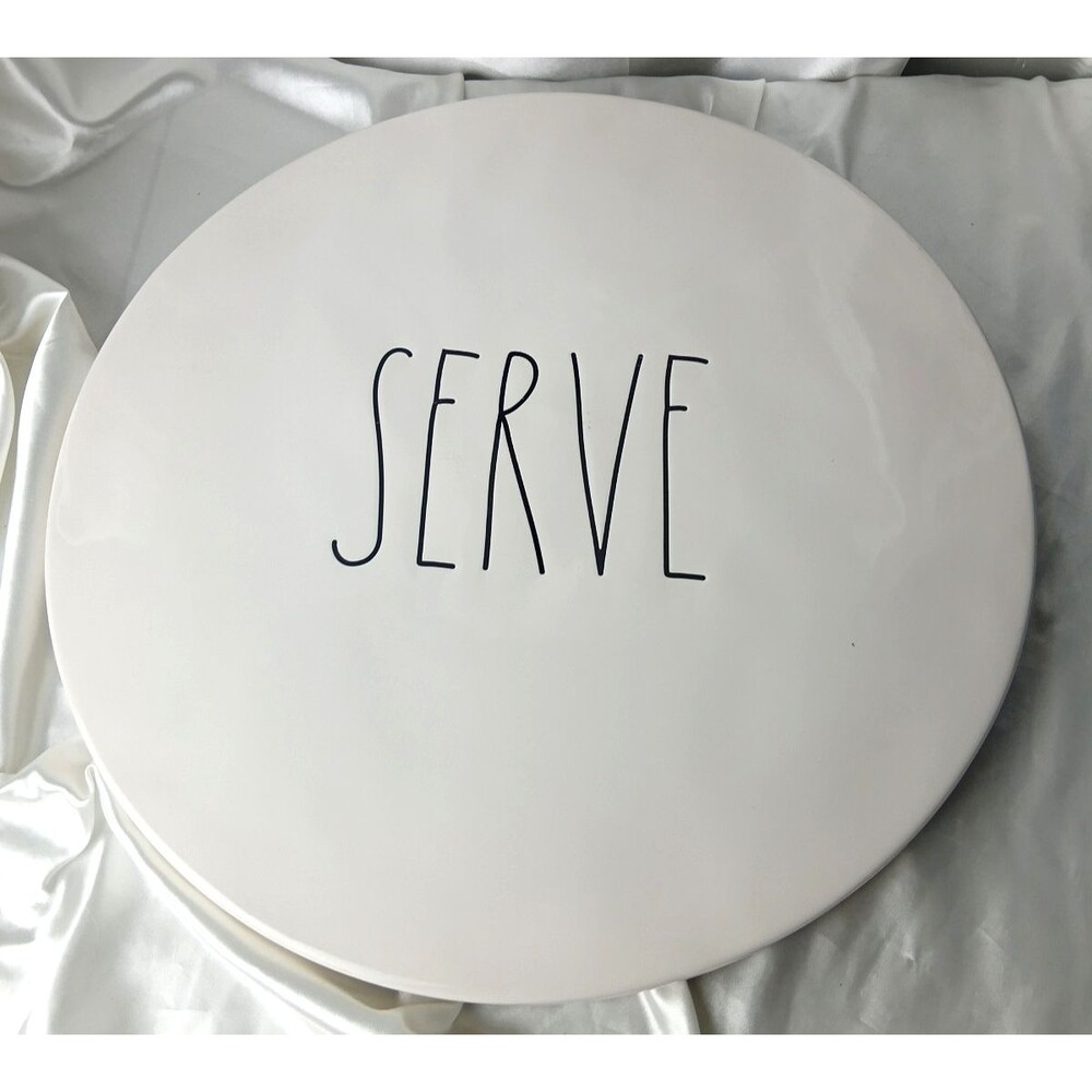 Rae Dunn "Serve" 16'' Lazy Susan White Ceramic